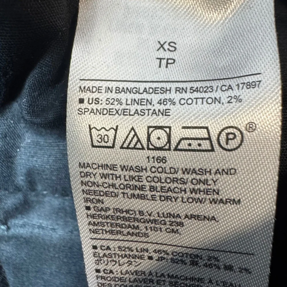 Banana Republic Womens XS Black Linen Blend Wide Leg Cropped Pants Trousers